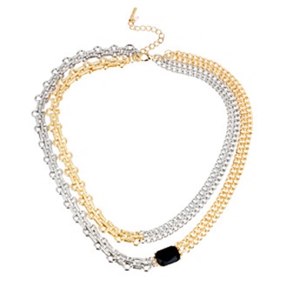 STEVE MADDEN Necklace Chunky Statement Evening Cabochon Stone Two-Tone